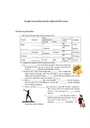 English Worksheet: People around the world. Cultural differences