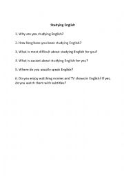 Studying English questions