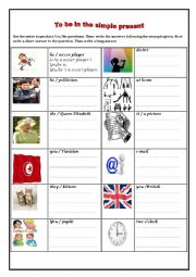 English Worksheet: to be in the simple present