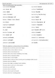 English Worksheet: Vocabulary worksheet: moral description / personality adjectives