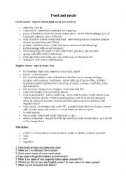 English Worksheet: Food and meals