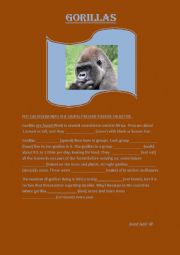English Worksheet: Gorillas, active and passive form (present simple)
