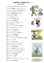 English Worksheet: American slangs 