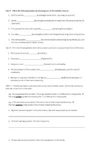 English Worksheet: Quiz on participle phrases 