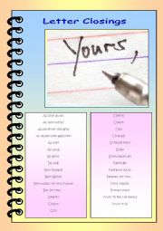 English Worksheet: Letter Closings