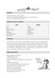 English Worksheet: Speaking about music