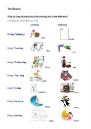 English Worksheet: The routine