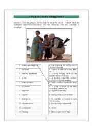English Worksheet: A Day in the Life of American Soldier