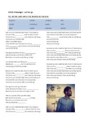 English Worksheet: LET HER GO - PASSENGER - SONG