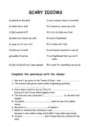 English Worksheet: scary idioms