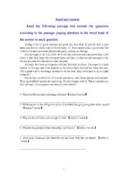 English Worksheet: Read and Answer