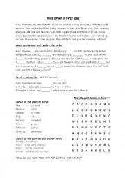 English Worksheet: Miss Browns First Day