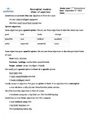 English Worksheet: Order of Adjectives
