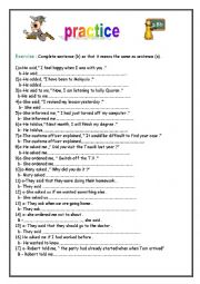 English Worksheet: reported speech 2 