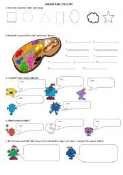 English Worksheet: shapes and colours