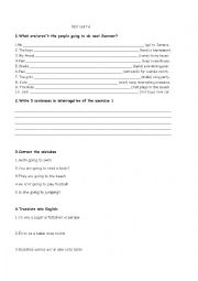English Worksheet: BE GOING TO TEST