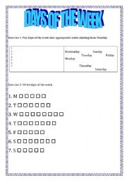 English Worksheet: Days of the week