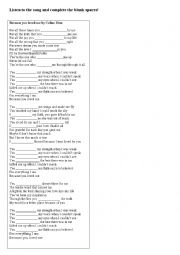 English Worksheet: song exercise