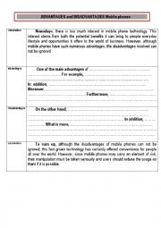 English Worksheet: Writing ADVANTAGES and DISADVANTAGES essays