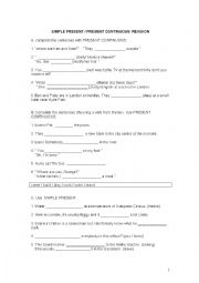 English Worksheet: Simple Present vs present cont