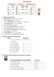 English Worksheet: Past Simple to be Grammar exercises for Beginners