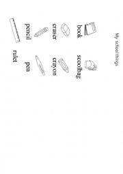 English Worksheet: My school things