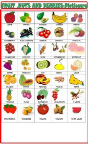 English Worksheet: Fruit, nuts and berries:pictionary