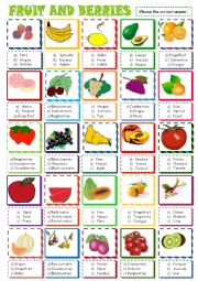 English Worksheet: Fruit, nuts and berries:multiple choice