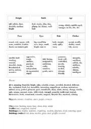 English Worksheet: Descriptive Words