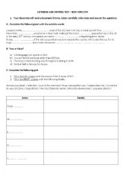 English Worksheet: New York City Listening and Writing test