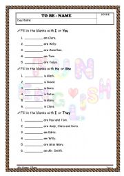 English Worksheet: To Be - Name 1