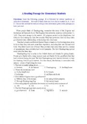 English Worksheet: A Reading Passage for Elementary Students  