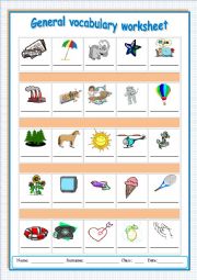 English Worksheet: General vocabulary worksheet