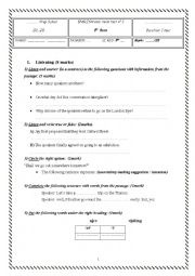 English Worksheet: ENGLISH mid- term test n 3 9th form