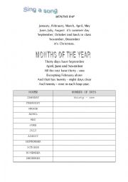 English Worksheet: months rap