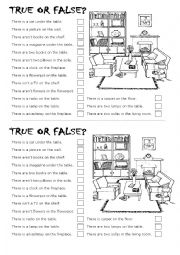 English Worksheet: Prepositions.-true or false