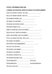 English Worksheet: FAMILY MEMBERS EXERCISE