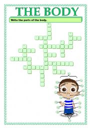 English Worksheet: PARTS OF THE BODY_CROSSWORD