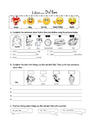 English Worksheet: Likes and Dislikes