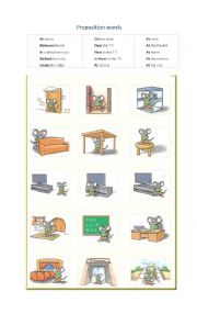 English Worksheet: Prepositions Words