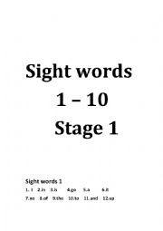 English Worksheet: sight words practice