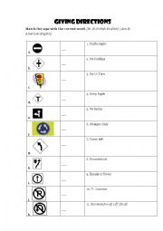 English Worksheet: GIVING DIRECTIONS