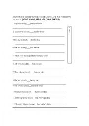 English Worksheet: comparisons and possessive pronouns