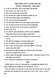 English Worksheet: Much, many, a lot of, a little and a few- Role Play