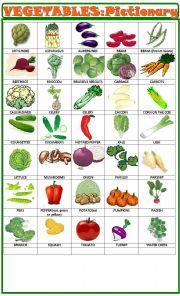 English Worksheet: Vegetables:pictionary