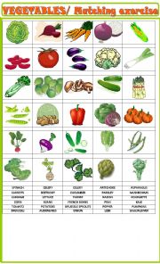 English Worksheet: Vegetables:Matching exercise