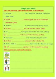English Worksheet: simple past tense worksheet