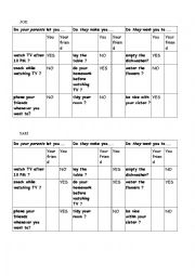 English Worksheet: pairwork