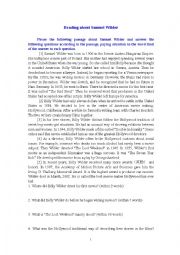 English Worksheet: Reading about Samuel Wilder