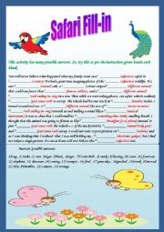 English Worksheet: Safari fill-in